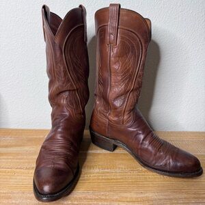 Lucchese Men's Burnished Ranch Hand Leather Western Cowboy Boots 9.5D